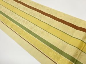 縞に葡萄・花唐草模様織出し袋帯